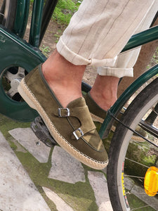 Kurni Khaki Double Buckled Suede Leather Shoes-baagr.myshopify.com-shoes2-brabion