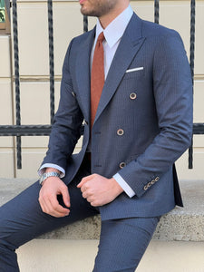 Bojoni Montebello Slim Fit High Quality Double Breasted Navy Suit