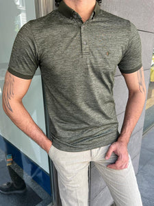 Giovanni Mannelli Slim Fit Khaki Polo Short Sleeve T-shirt