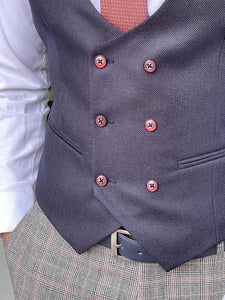 Forenza  Navy Blue Slim Fit Double Breasted Wool Vest-baagr.myshopify.com-suit-BOJONI
