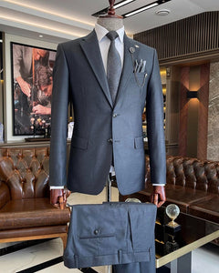 Bojoni Sheffield Dark Gray Slim Fit 2 Piece Notch Lapel Suit