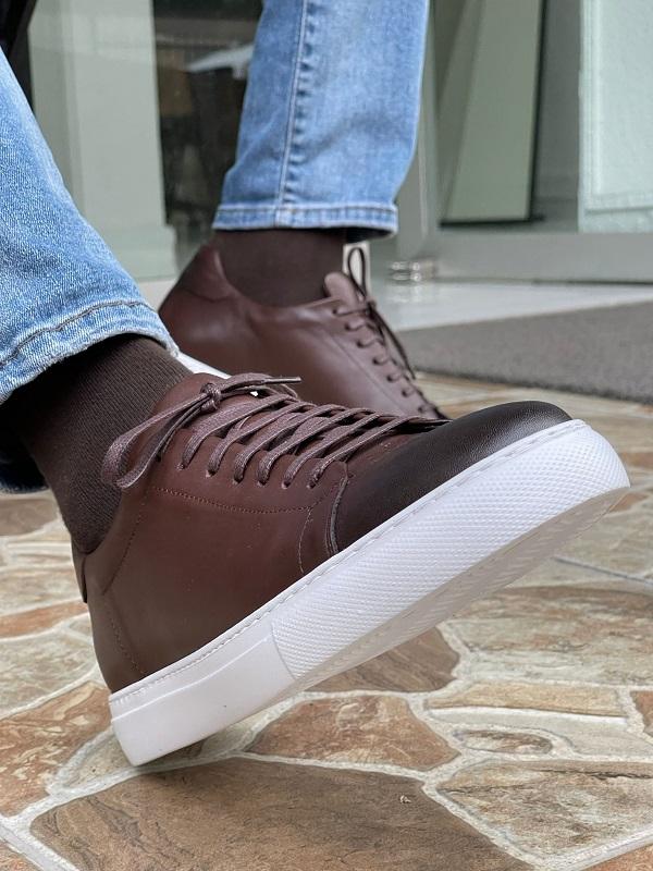Argeli Brown Lace-Up Mid-Top Sneakers-baagr.myshopify.com-shoes2-BOJONI