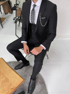 Abruzzo Black Slim Fit Peak Lapel Wool Suit-baagr.myshopify.com-suit-BOJONI