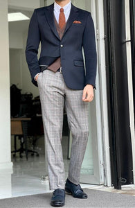 Bojo Navy Blue Slim Fit Notch Lapel Wool Suit-baagr.myshopify.com-suit-BOJONI