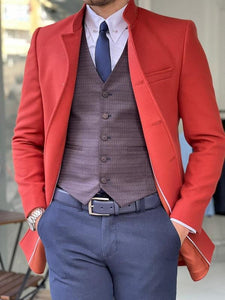Bojo Tile Slim Fit Judge Collar Wool Long Coat-baagr.myshopify.com-Jacket-BOJONI