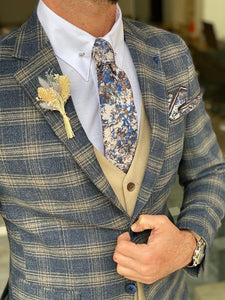 Bojoni Argeli Blue Slim Fit Plaid Check Wool Suit-baagr.myshopify.com-suit-BOJONI