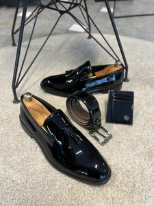 Bojoni Black Patent Leather Tassel Shoes 
