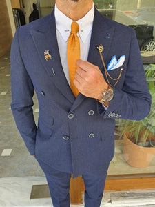 James Navy Blue Slim Fit Double Breasted Pinstripe Wool Suit-baagr.myshopify.com-suit-BOJONI
