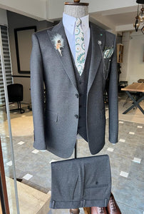 Bojoni Louis Khaki Slim Fit Peak Lapel Suit 