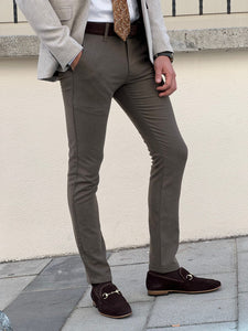 Bojoni Astoria Slim Fit High Quality Self Patterned Mink Pants