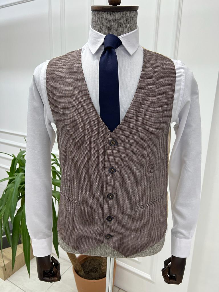 Benson Slim fit Plaid Striped Blue Suit