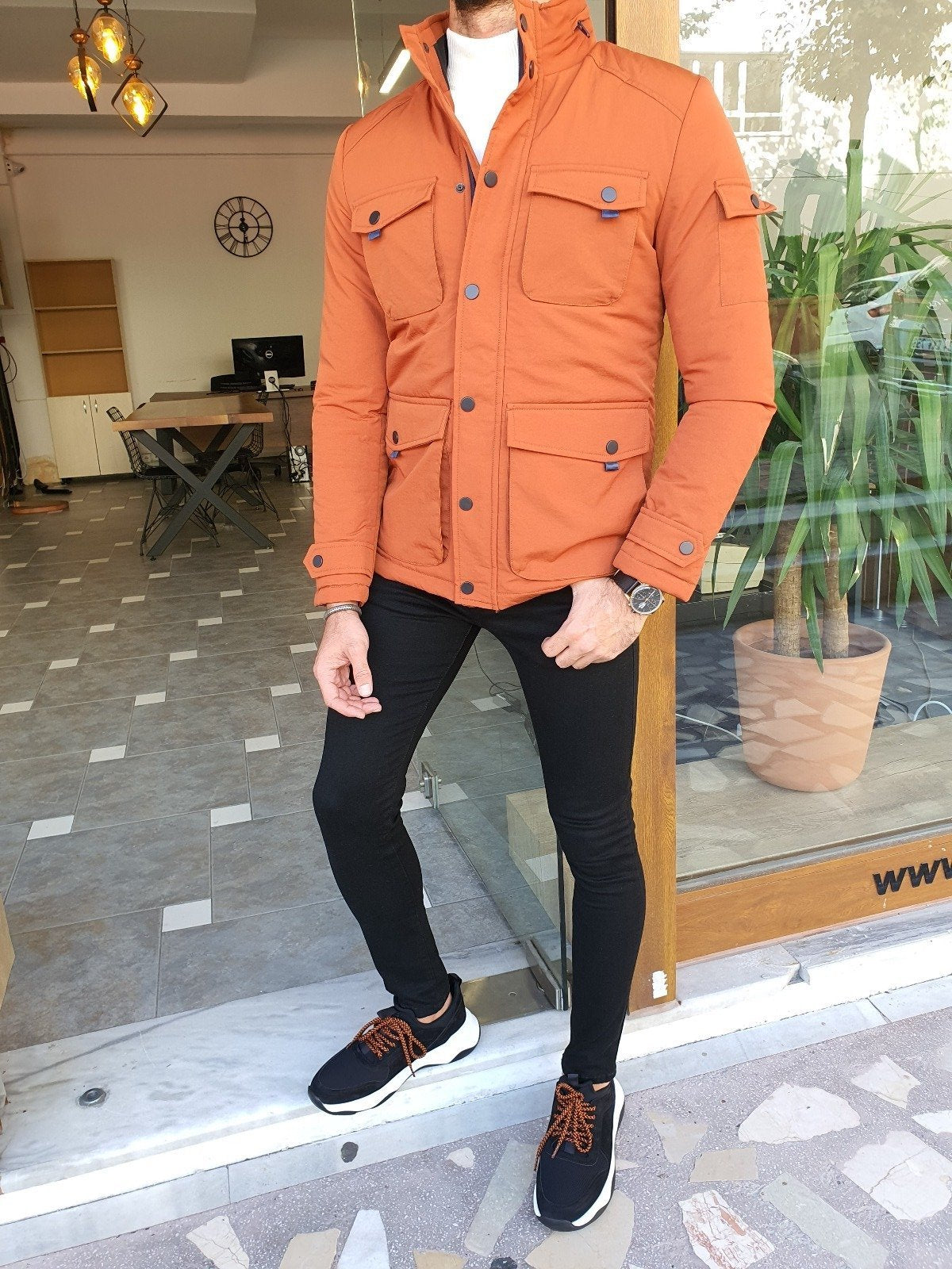 Bojo Slim Fit Orange Jacket-baagr.myshopify.com-Jacket-BOJONI