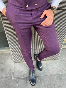 Bojoni Danielle Purple Slim Fit Peak Lapel Suit