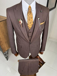 Luxe Slim Fit High Quality Brown Woolen Suit