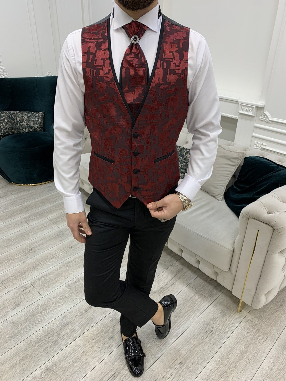 Bojoni Royal Red Slim Fit Tuxedo 