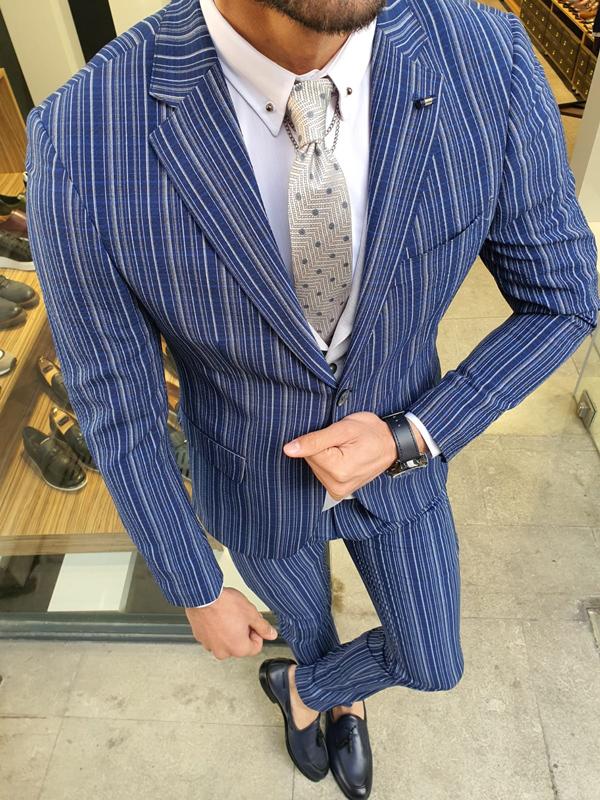 Forenza Sax Slim Fit Pinstripe Suit-baagr.myshopify.com-suit-BOJONI