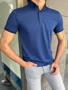 Giovanni Mannelli Slim Fit Blue Polo Tees