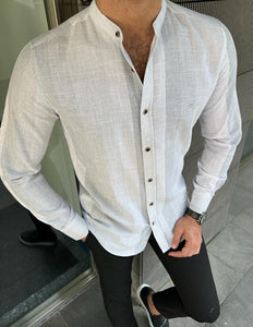 Giovanni Mannelli Slim Fit White Cotton Shirt