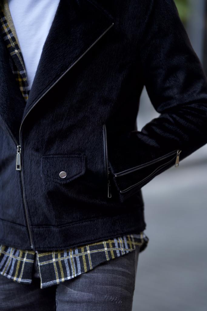 Bojoni Astoria Slim Fit Feather Detail Black Coat