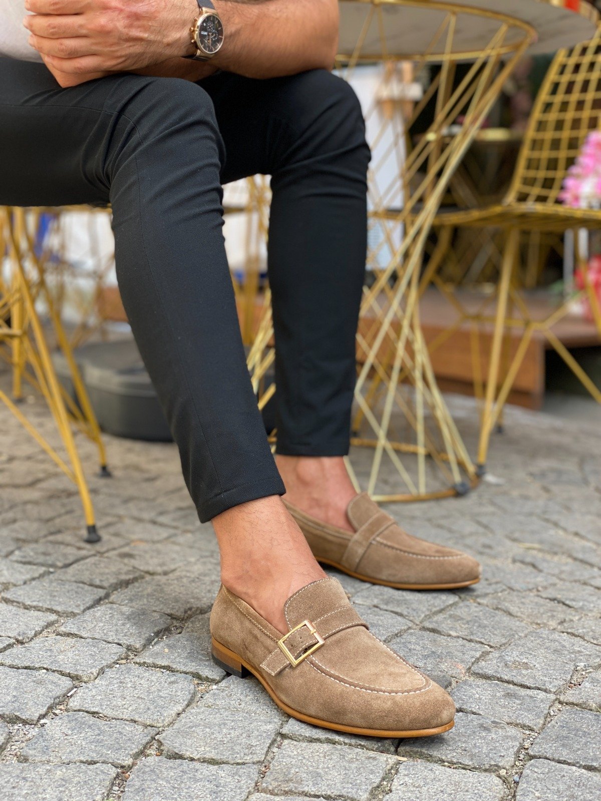 light brown dress loafers Bojo Suede Light Brown Leather Loafer