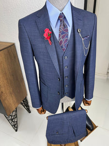 Luxe Slim Fit High Quality Woolen Navy Suit