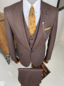 Luxe Slim Fit High Quality Brown Woolen Suit