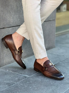 Giovanni Mannelli Buckle Detailed Brown Leather Loafer