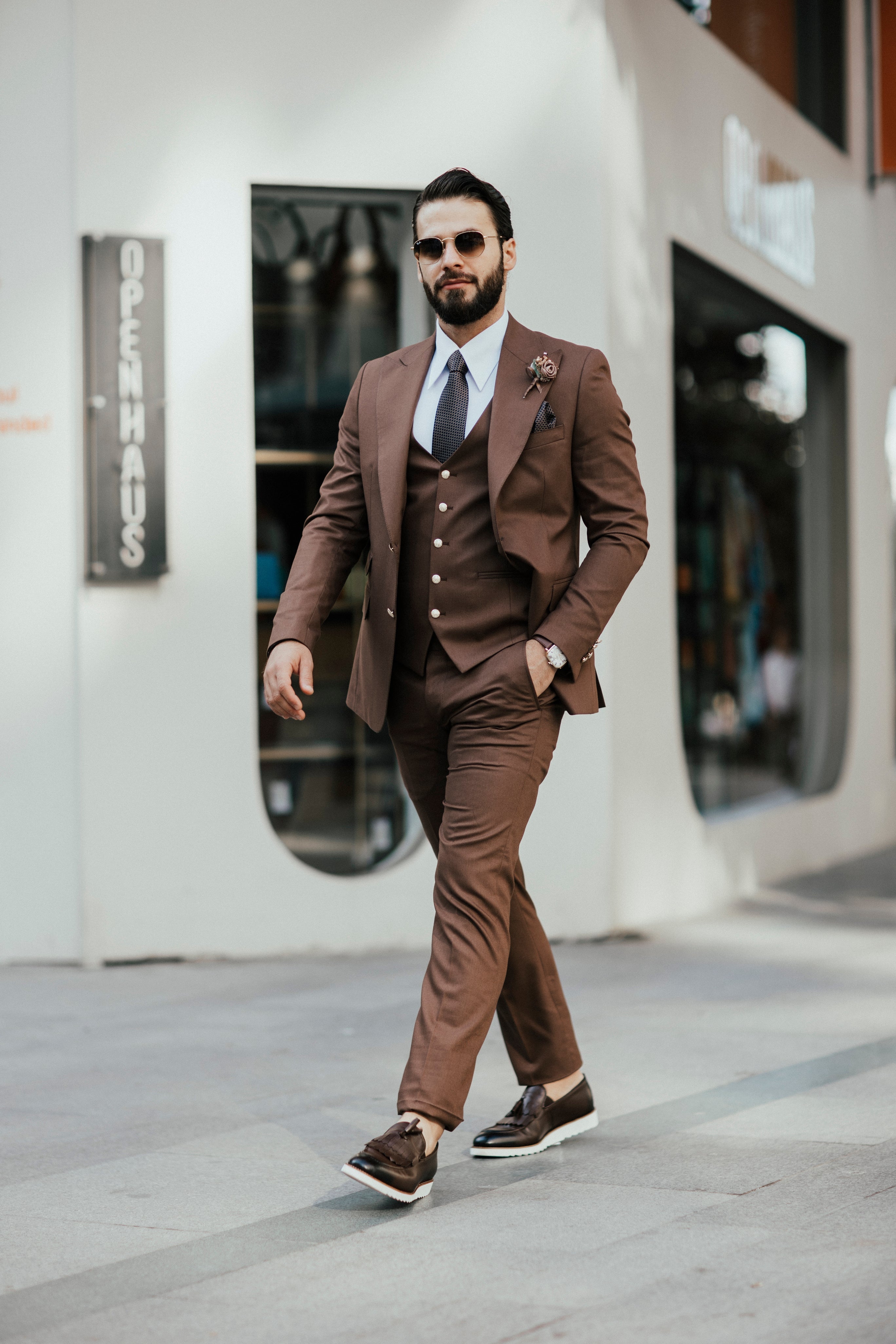 Bojoni Cagliari Brown Slim-Fit Suit 3-Piece