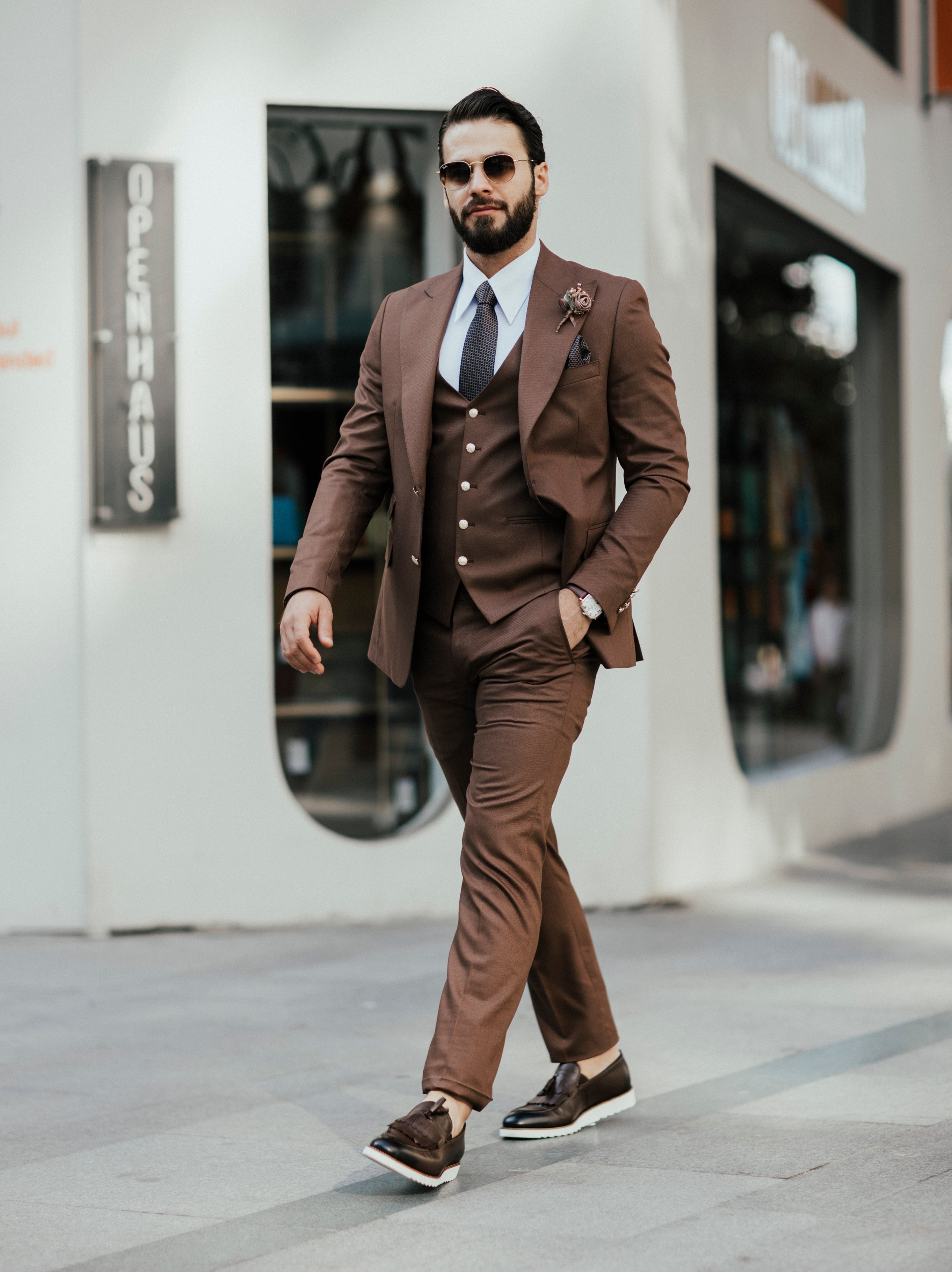 Bojoni Cagliari Brown Slim-Fit Suit 3-Piece