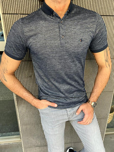 Giovanni Mannelli Slim Fit Blue Polo Short Sleeve Tees