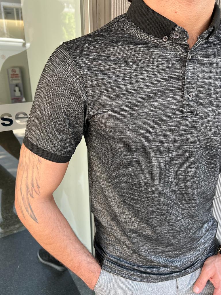 Giovanni Mannelli Slim Fit Black Polo Short Sleeve T-shirt