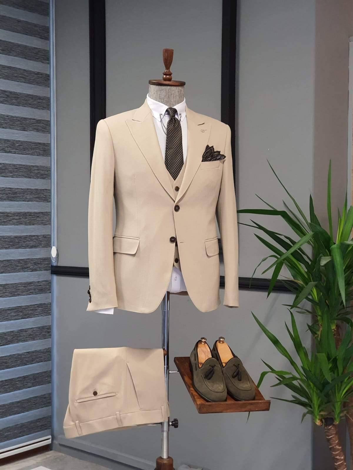 Argeli Beige Slim Fit Cotton Suit-baagr.myshopify.com-suit-BOJONI