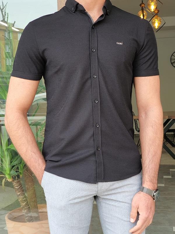 Trento Black Slim Fit Short Sleeve T-Shirt-baagr.myshopify.com-T-shirt-BOJONI