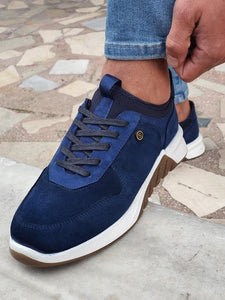 Galiardi Navy Blue Mid-Top Suede Sneakers-baagr.myshopify.com-shoes2-brabion