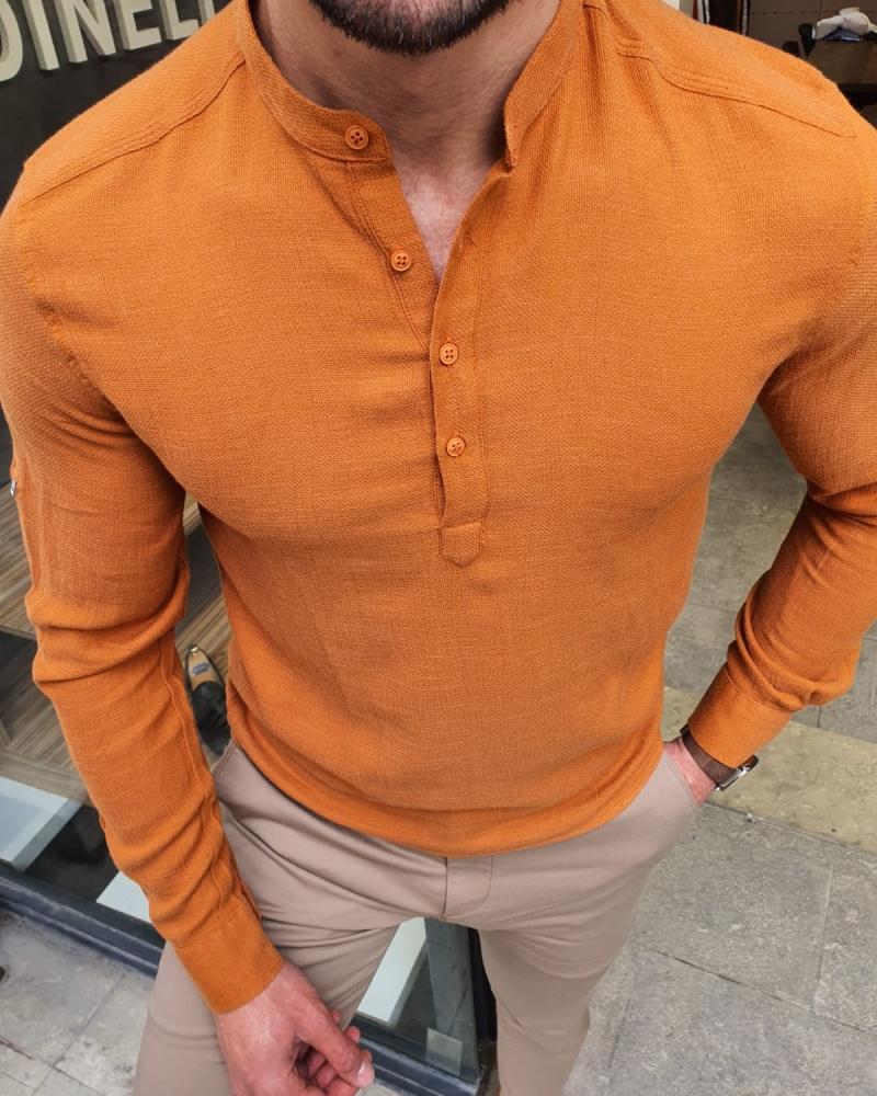 Bojo Annapolis Orange Slim Fit Cotton Shirt-baagr.myshopify.com-sweatshirts-BOJONI