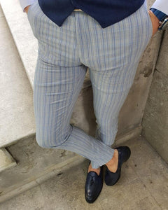 Lumas Bellingham Gray Slim Fit Pinstripe Pants-baagr.myshopify.com-Pants-BOJONI
