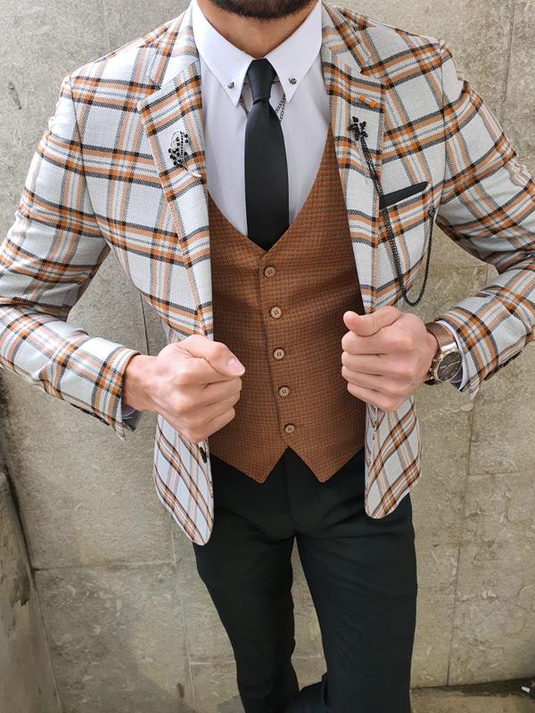 Verno Bellingham Gray Slim Fit Plaid Check Suit-baagr.myshopify.com-suit-BOJONI