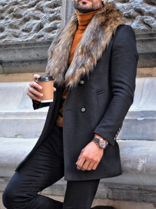 Clemson Black Slim Fit Wool Long Coat-baagr.myshopify.com-Jacket-brabion