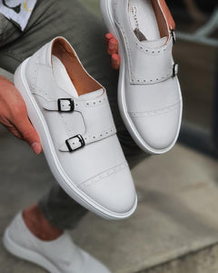 Custer White Monk Strap Cap Toe Shoes-baagr.myshopify.com-shoes2-BOJONI