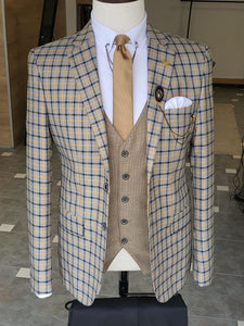 Antinori Yellow Slim Fit Plaid Suit-baagr.myshopify.com-suit-BOJONI