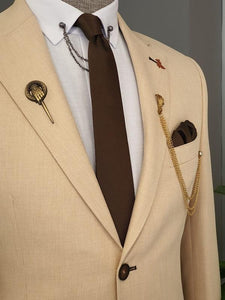 Elche Beige Slim Fit Notch Lapel Cotton Suit-baagr.myshopify.com-suit-BOJONI