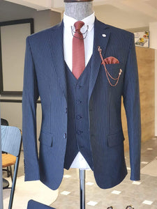 Argeli Navy Blue Slim Fit Pinstripe Suit-baagr.myshopify.com-suit-BOJONI