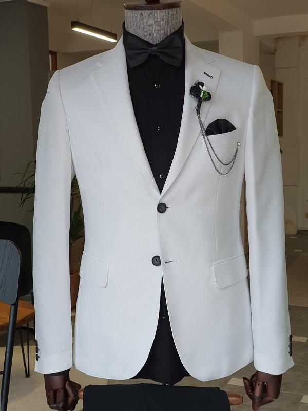 Elche White Slim Fit Notch Lapel Cotton Suit-baagr.myshopify.com-suit-BOJONI