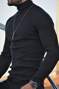 Napasta Black Slim Fit Turtleneck Wool Sweater-baagr.myshopify.com-sweatshirts-BOJONI
