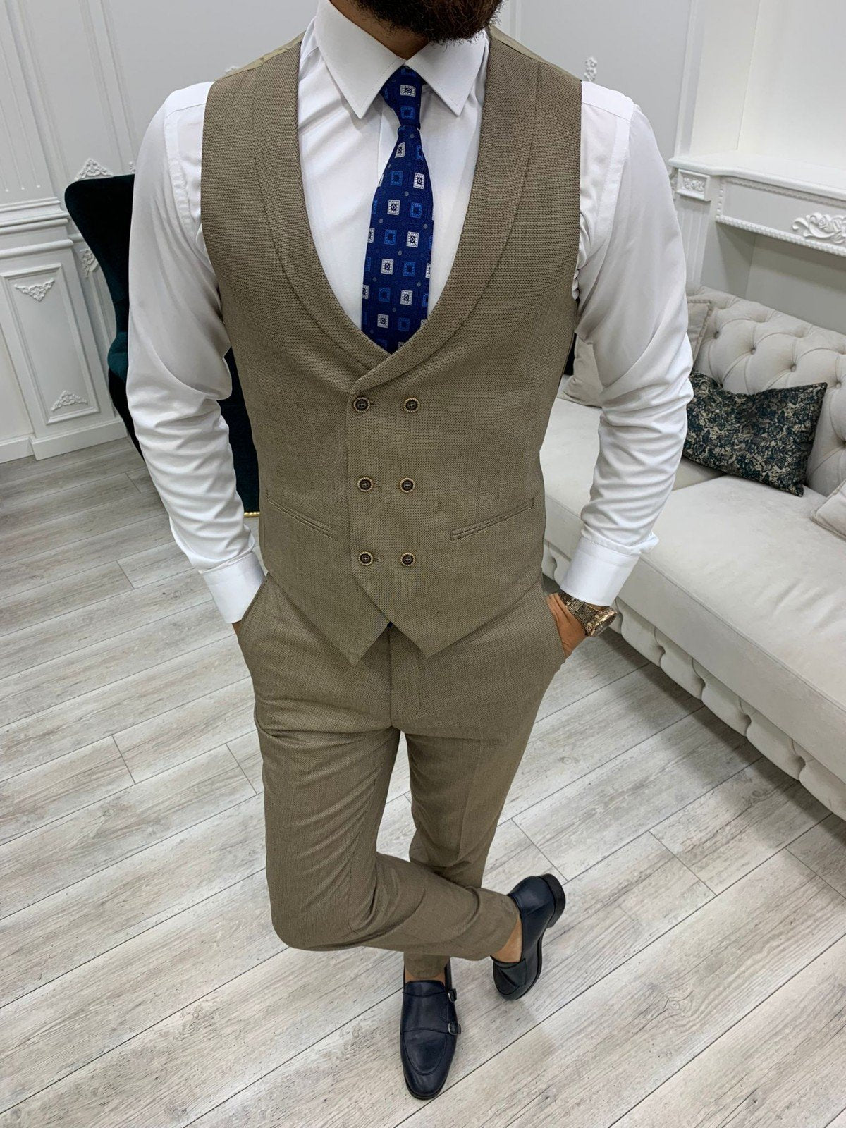 Verona Brown Slim Fit Peak Lapel Suit-baagr.myshopify.com-1-BOJONI