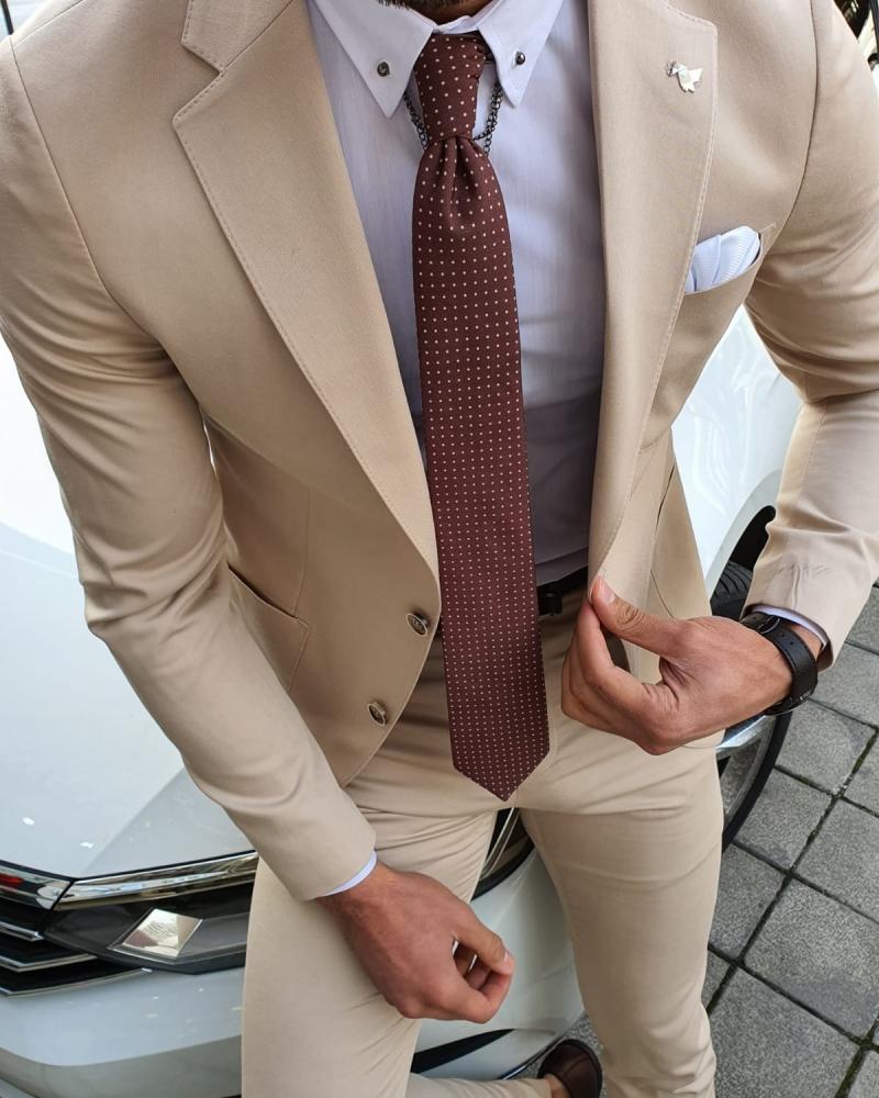 Bojo Ogden Beige Slim Fit Suit-baagr.myshopify.com-suit-BOJONI