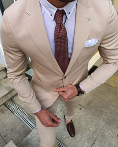 Bojo Ogden Beige Slim Fit Suit-baagr.myshopify.com-suit-BOJONI