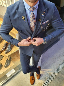 Bojoni Navy Blue Slim Fit Double Breasted Suit-baagr.myshopify.com-suit-BOJONI