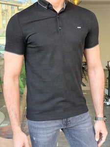Lerno Black Slim Fit Polo T-Shirt-baagr.myshopify.com-T-shirt-BOJONI
