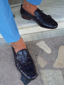 Livorno Navy Blue Double Monk Strap Loafers-baagr.myshopify.com-shoes2-brabion